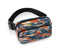 Many Fish Fanny Pack Belt Bag with Adjustable Strap Fashion Waist Bag for Outdoor Sports Hiking, white, 20x13cm, Full Printed Waist Bag
