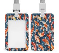 Many Fish ID Badge Holder Clear Badge Protectors with Detachable Lanyard Strap Vertical Hard Plastic Sleeve Secures Work ID Card Credit Cards for Office Factory