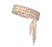 Many Five-Pointed Stars Printed Sports Headband, Double-Sided with Ties, Versatile for Jogging, Cycling, or Exercising.