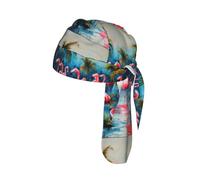 Many Flamingoes painting Print Head Scarf Cycling Cap Under Helmet Breathable Quick Dry Tie Back Modern Fit Motorcycle Liner