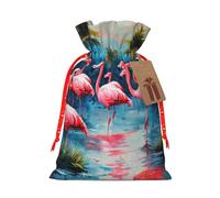 Many Flamingoes Painting Printing 4.7x6.9 Inch Christmas Bag Drawstring Closure,For Christmas Anniversaries Birthdays