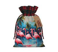 Many Flamingoes Painting Printing 4.7x6.9 Inch Christmas Bag Drawstring Closure,For Christmas Anniversaries Birthdays,Holds Gifts