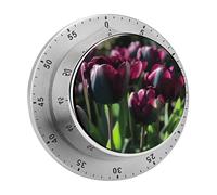 Many Flower Mechanical Kitchen Timer for Cooking 60 Min with Magnetic Backing Loud Alarm,Stainless Steel Wind Up Countdown Timer Cute Egg Timers for Cooking Studying Gaming Classroom Office Gym