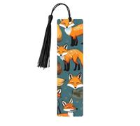 Many Foxes 5 Pc Artistic Bookmark Set for Women, Tassel Wooden Bookmarks Study Supplies
