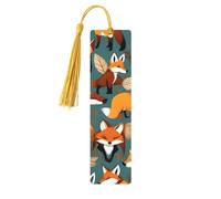 Many Foxes Print 5 Pc Artistic Bookmark Set for Women, Tassel Wooden Bookmarks Study Supplies