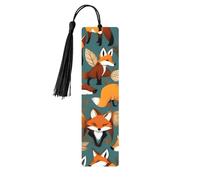 Many Foxes Print 5 Pc Artistic Bookmark Set for Women, Tassel Wooden Bookmarks Study Supplies