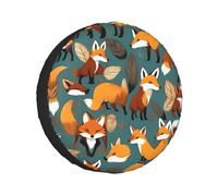 Many Foxes Print Christmas Single Axle Wheel Covers,Fits Tires Single Buckle For Rvs,Trucks,All Year Round