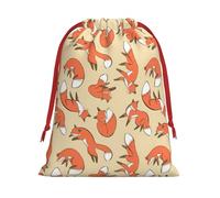 Many Foxes Print Plush Gift Bags With Drawstring, Reusable Gift Wrap For Christmas, Wedding, Party -Size M