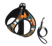 Many Foxes Print Printing Dog Summer Harness With Leash Set,Adjustable And Reflective Step-In Puppy Pet Vest Harnesses