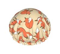 Many foxes Printed Hair Wrap, Double Layer Shower Cap For Women, Reusable Hair Protector For Bathing