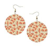 Many Foxes Printed Leather Earring Set For Women, 1 Pair Lightweight Bohemian Pierced Earrings Jewelry Gift For Women Girls