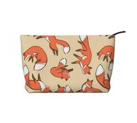 Many Foxes Printed Make up Bag for Women Corduroy Makeup Bags Zipper Travel Cosmetic Bags Pouch Organizer