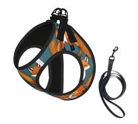 Many Foxes Printing Dog Summer Harness With Leash Set,Adjustable And Reflective Step-In Puppy Pet Vest Harnesses