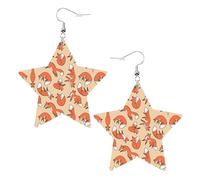 Many foxes Prints Leather star earrings Pendant Stylish and light Lightweight Dangle for Women Girls, One Size, Leather, No Gemstone
