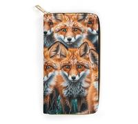 Many Foxes Slim Thin Credit Card Wallet, PU Leather Bifold Cash Wallet, Zipper Coin Pocket Id Window Wallet Storage Bag Wallet Coin Purse Pouch Change Holder Small with Zipper for Men And Women, style