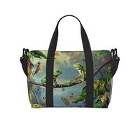 Many Frogs Sing on The Branches Butterflies Print Travel Duffel Bag, Lightweight Water-Resistant Weekender Spacious Gym & Travel Bag for Men, Women & Teens