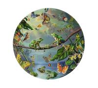 Many Frogs Sing on The Branches Butterflies Printed Gaming Mouse Pad 2 PCS, Round Non-Slip Rubber Base Laptop Mousepad Desk Mat for Gamer, Office, Home