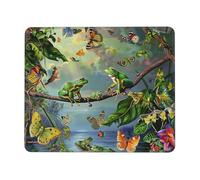Many Frogs Sing on The Branches Butterflies Printed Gaming Mouse Pad 9.5x7.9 Inches, Non-Slip Rubber Base Laptop Mousepad Desk Mat with Stitched Edges for Gamer, Office, Home