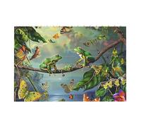 Many Frogs Sing on The Branches Butterflies Printed Jigsaw Puzzle 14.4x9.8 CM, Rectangular Puzzle Challenging Game for Adults Gifts, Family Fun Decorative Wall Decor