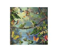 Many Frogs Sing on The Branches Butterflies Printed Square Jigsaw Puzzle 12.8x12.8 CM, Puzzle Challenging Game for Adults Gifts, Family Fun Decorative Wall Decor