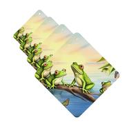 Many Frogs Sing on The Branches Car Air Freshener Cards Set of 4 Pieces Long Lasting Hanging Scented Cards for Bedroom Wardrobe Car Aromatherapy Tablets for Men Women Rearview Mirror Pendant