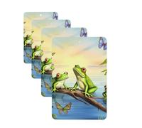 Many Frogs Sing on The Branches Car Air Freshener Cards Set of 4 Pieces Long Lasting Hanging Scented Cards for Bedroom Wardrobe Car Aromatherapy Tablets for Men Women Rearview Mirror Pendant