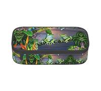 Many Frogs Sing On The Branches Large Pencil Case for Girls and Boys, Aesthetic Pencil Bag with Multi Compartments for Adults, Office Stationary Organizer Practical for Kids Teenage Women Men