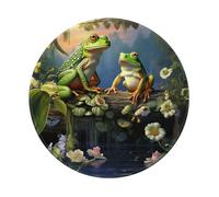 Many Frogs Sing on The Branches Mouse Pad with Anti-fray Stitching, Waterproof Gaming Mouse Mat for Men Women Non-Slip Rubber Base Round Computer Mousepad for Office Desk Accessories 8in