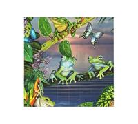 Many Frogs Sing on The Branches Printed Square Jigsaw Puzzle 16x16 CM, Puzzle Challenging Game for Adults Gifts, Family Fun Decorative Wall Decor