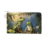 Many Frogs Sing on The Branches Purse Zipper Change Purse, Coin Purse for Outdoor, Canvas Thin Pocket Travel Wallets Women Man Clutch Bag for Coin Cards Keys (7.4x 4.6 Inches)