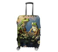 Many Frogs Sing on The Branches Summer Butterflies Lake Water Baggage Cover for Travel, Washable Suitcase Covers for Home, Dustproof Luggage Protector Skins with Zippers, Protector Anti Scratch, Lugga
