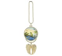 Many Frogs Sing on The Branches Summer Butterflies Lake Water Car Hanging Ornament Rear View Mirror Pendant Lucky Presents Hanging Ornament Funny Car Pendant for Office Auto Home Decoration Golden-sty