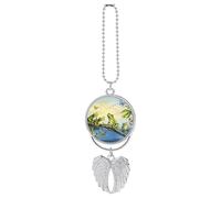 Many Frogs Sing on The Branches Summer Butterflies Lake Water Car Hanging Ornament Rear View Mirror Pendant Lucky Presents Hanging Ornament Funny Car Pendant for Office Auto Home Decoration, One size