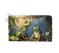 Many Frogs Sing on The Branches Summer Butterflies Lake Water Coin Purses with Zipper, Personalized Zero Wallet for Shopping, Small Makeup Pouches Bag for Travel, Card Organizer Case, Portable Canvas