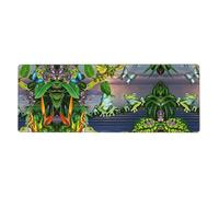 Many Frogs Sing on The Branches Summer Butterflies Lake Water Computer Desk Pad, Non-Slip Surface Mat for Enhanced Gaming Performance and Office Productivity