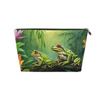 Many Frogs Sing On The Branches Summer Butterflies Lake Water Leather Travel Wash Bag, A Fashionable and Practical Makeup Organizer