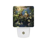Many Frogs Sing on The Branches Summer Butterflies Lake Water Night Lights Plug Into Wall, LED Nightlights Auto On/Off Dusk to Dawn Sensor, Energy Efficient Night Lamp Soft Glow for Hallway Bedroom Ba