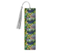 Many Frogs Sing On The Branches Summer Butterflies Lake Water Print 5pcs Wooden Bookmark for Men Women, Bookmarks with Tassel, Bookmarks Gifts for Book Lovers