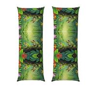 Many Frogs Sing On The Branches Summer Butterflies Lake Water Print Body Pillow Cover With Envelope Closure, Pillow Case For Long Bolster Pillow,Soft Microfiber Body Pillow