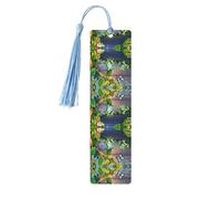 Many Frogs Sing On The Branches Summer Butterflies Lake Water Print Wooden Bookmark Bookmarks with Tassels Book Marks for Reading Hardcover Books Notebooks