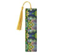 Many Frogs Sing On The Branches Summer Butterflies Lake Water Print Wooden Bookmark Bookmarks with Tassels Book Marks for Reading Hardcover Books Notebooks
