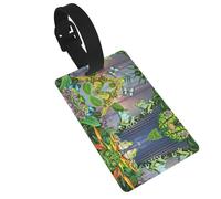 Many Frogs Sing On The Branches Summer Butterflies Lake Water Printed Luggage Tags with Wrist Strap,Name Id Label for Suitcase,Airplane Travel Essentials