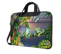 Many Frogs Sing On The Branches Summer Butterflies Lake Water Printed Waterproof Laptop Case Ultra-Thin Portable One-Shoulder Laptop Bag 600d Oxford 13in/14in/15.6in