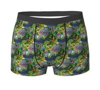 Many Frogs Sing On The Branches Summer Butterflies Lake Water Printing Men'S Boxer Briefs Stretch Material Moisture Wicking Underwear For Men S-2xl Fit Any Body Black