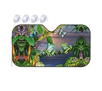 Many Frogs Sing On The Branches Summer Butterflies Lake Water Printing Upgrade Car Windshield Sun Shade Protect Car From Sun Rays Heat Damage,Vehicle Accessories