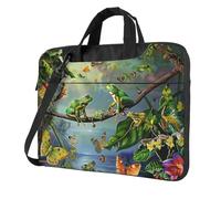 Many Frogs Sing on The Branches Summer Butterflies Print Laptop Bag Case 14 inch, Computer Sleeve Cover with Shoulder Strap and Handle Briefcase Carry Case for Men Women to Work School Travel