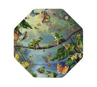 Many Frogs Sing on The Branches Summer Butterflies Print Leather Coaster Set of 6, Octagon Coasters Table Decorative Coffee Cup Beverage Coasters Wine Beer Bar Coasters for Hot Drinks Table Protection