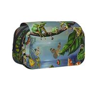 Many Frogs Sing on The Branches Summer Butterflies Print Pencil Case, Double-Layer Big Pencil Pouch Bag, Stationery Pen Case Office Stationery Organizer Multifunctional Pencil Bag Pen Marker Case