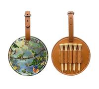 Many Frogs Sing on The Branches Summer Butterflies Printed Golf Tees Organizer Bag, PU Leather Golf Tee Pouch, Portable Tee Holder with Belt Clip, 5 Tee Slots, Golf Bag Accessory and Golf Gift Brown