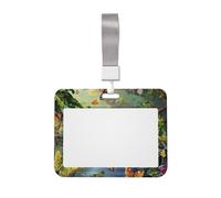 Many Frogs Sing on The Branches Summer Butterflies Printed ID Badge Holder with Lanyard, Clear Plastic Badge Holder for Work, School, Hospital, Security - Water Resistant & Dirt Proof